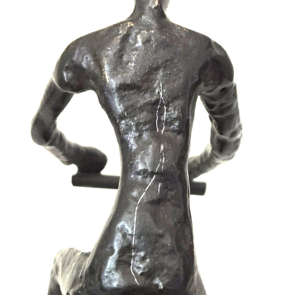 Vtg Brutalist Cast Iron Metalwork Cyclist Bicycle Sculpture Bookend Decor *READ* - Picture 5 of 11